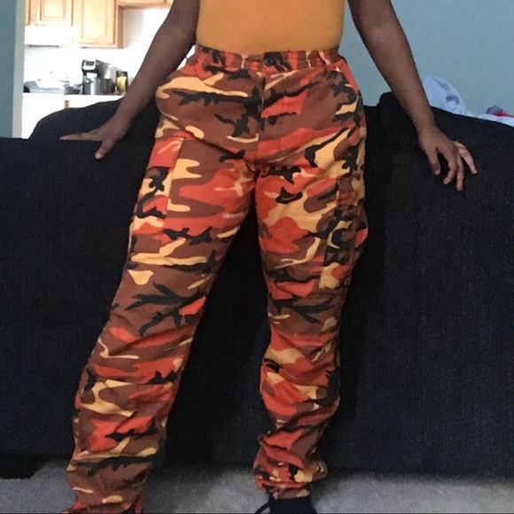 Orange Camo Fashion Pants - Picture 4 of 5